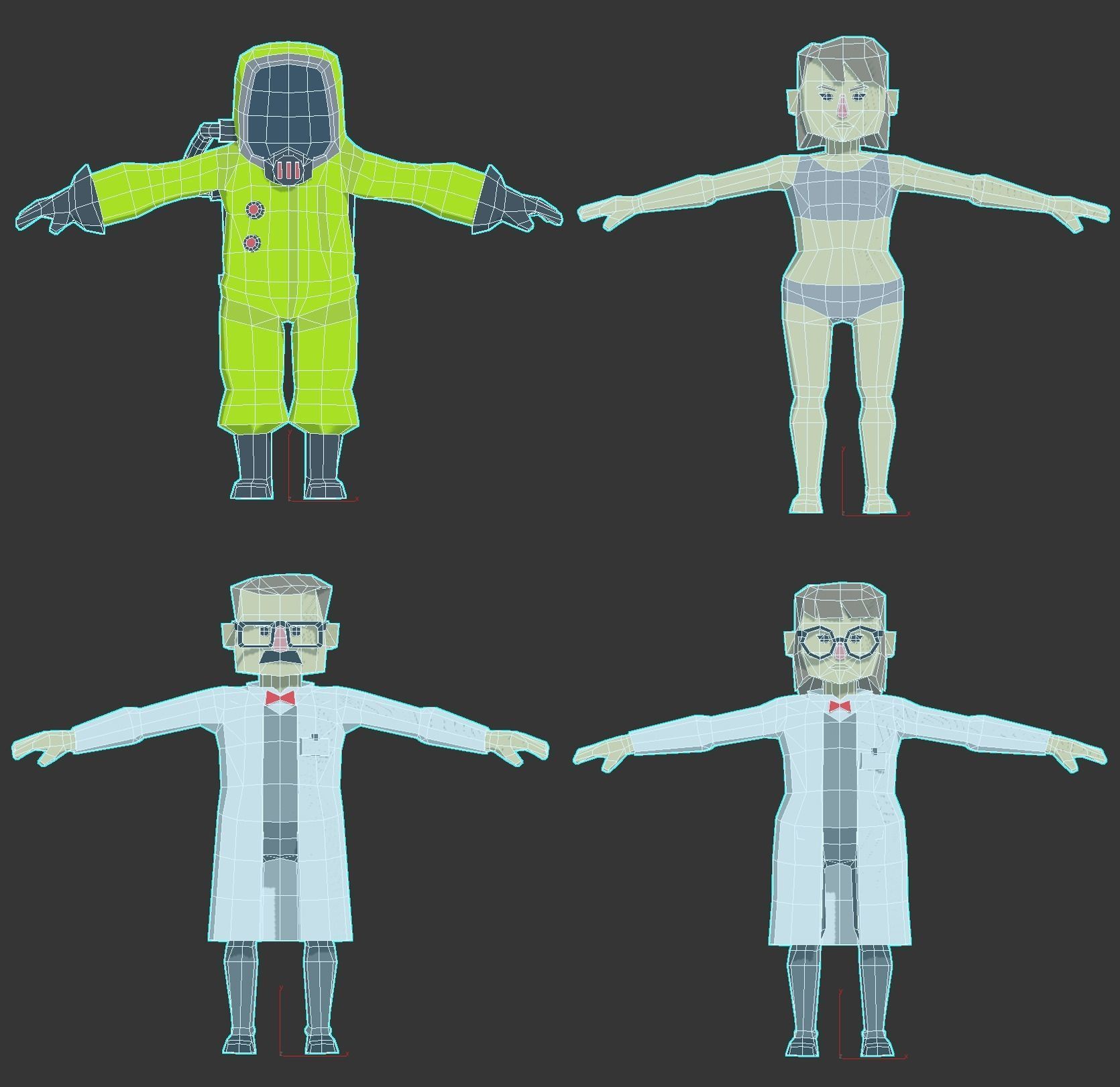 Cartoon lowpoly characters pack Low-poly 3D model_7