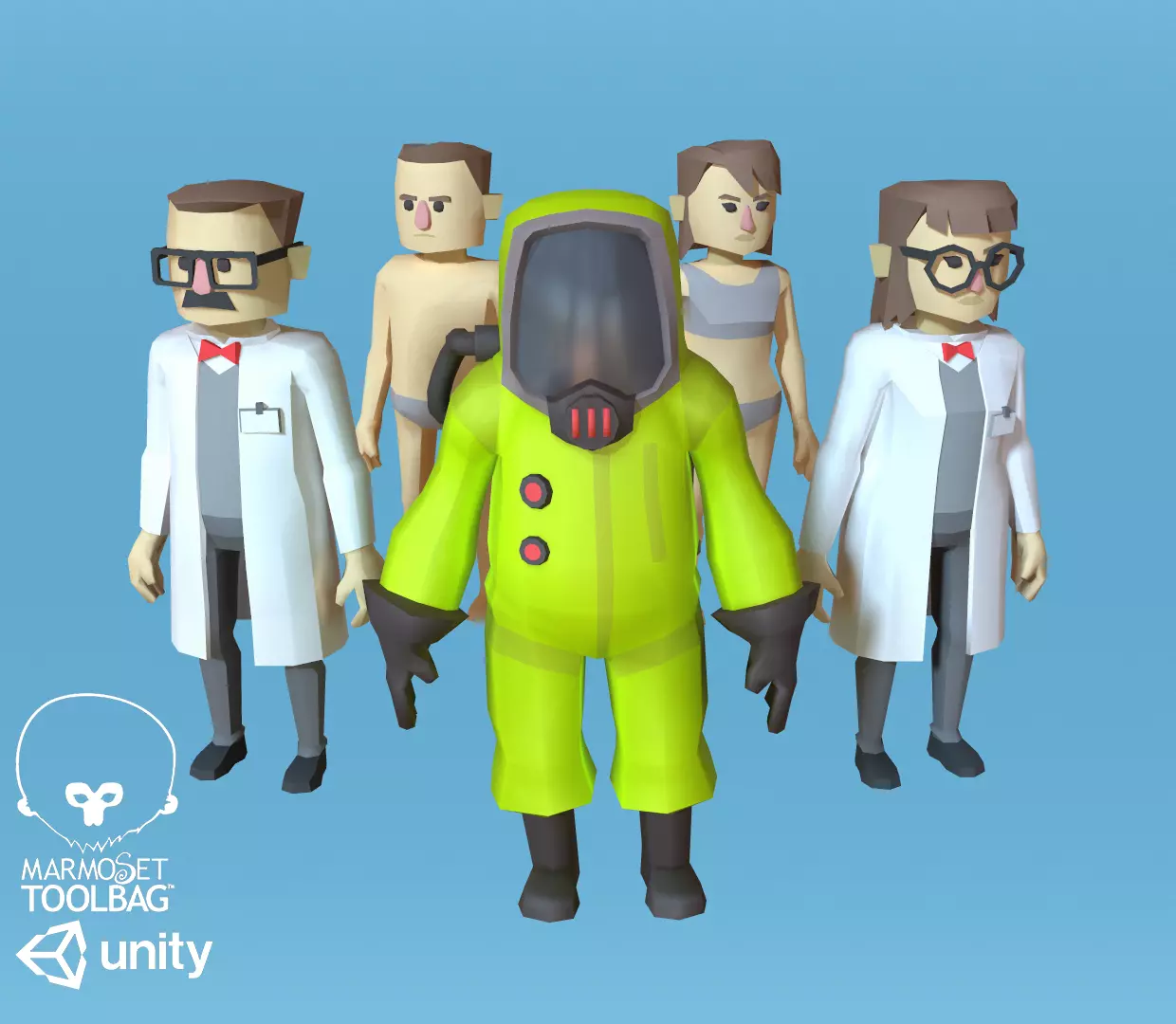 Cartoon lowpoly characters pack Low-poly 3D model_0