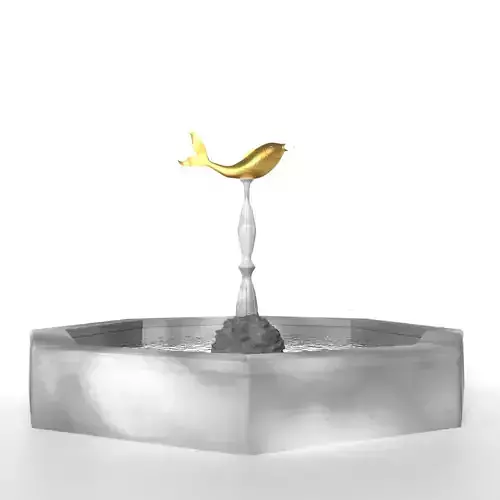 Fountain with Fish Sculpture 3D model
