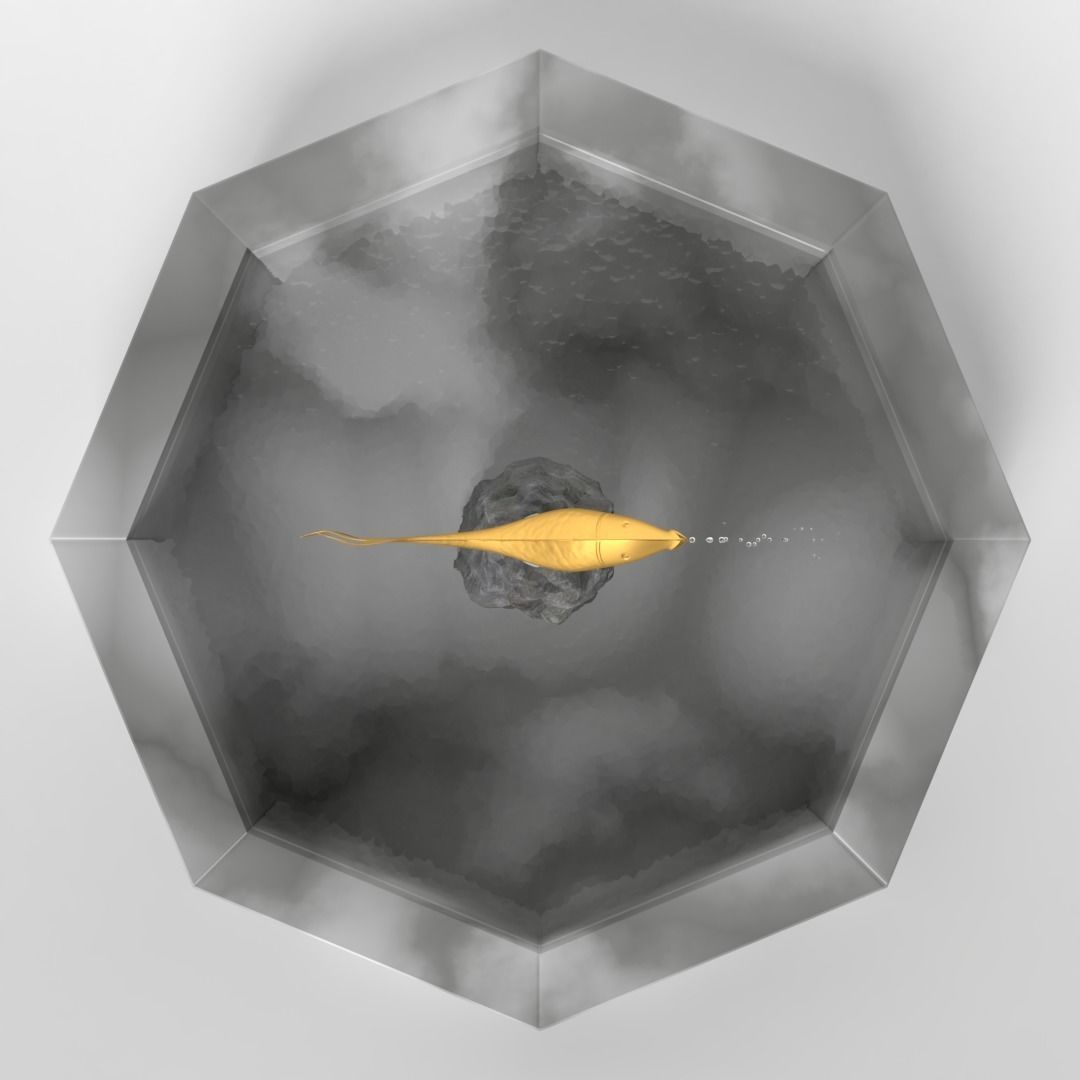 Fountain with Fish Sculpture 3D model_2