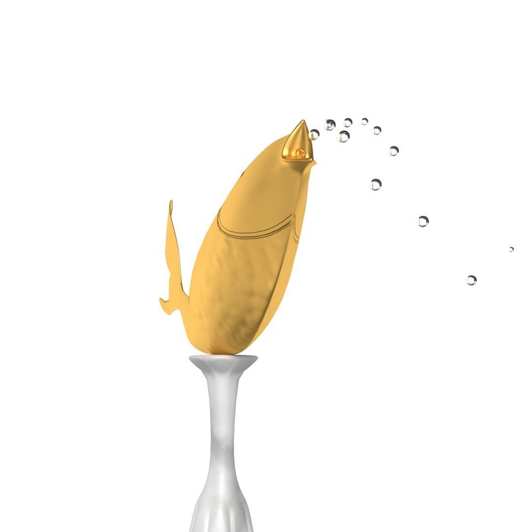 Fountain with Fish Sculpture 3D model_4