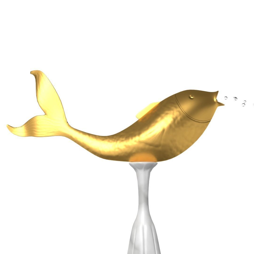 Fountain with Fish Sculpture 3D model_3