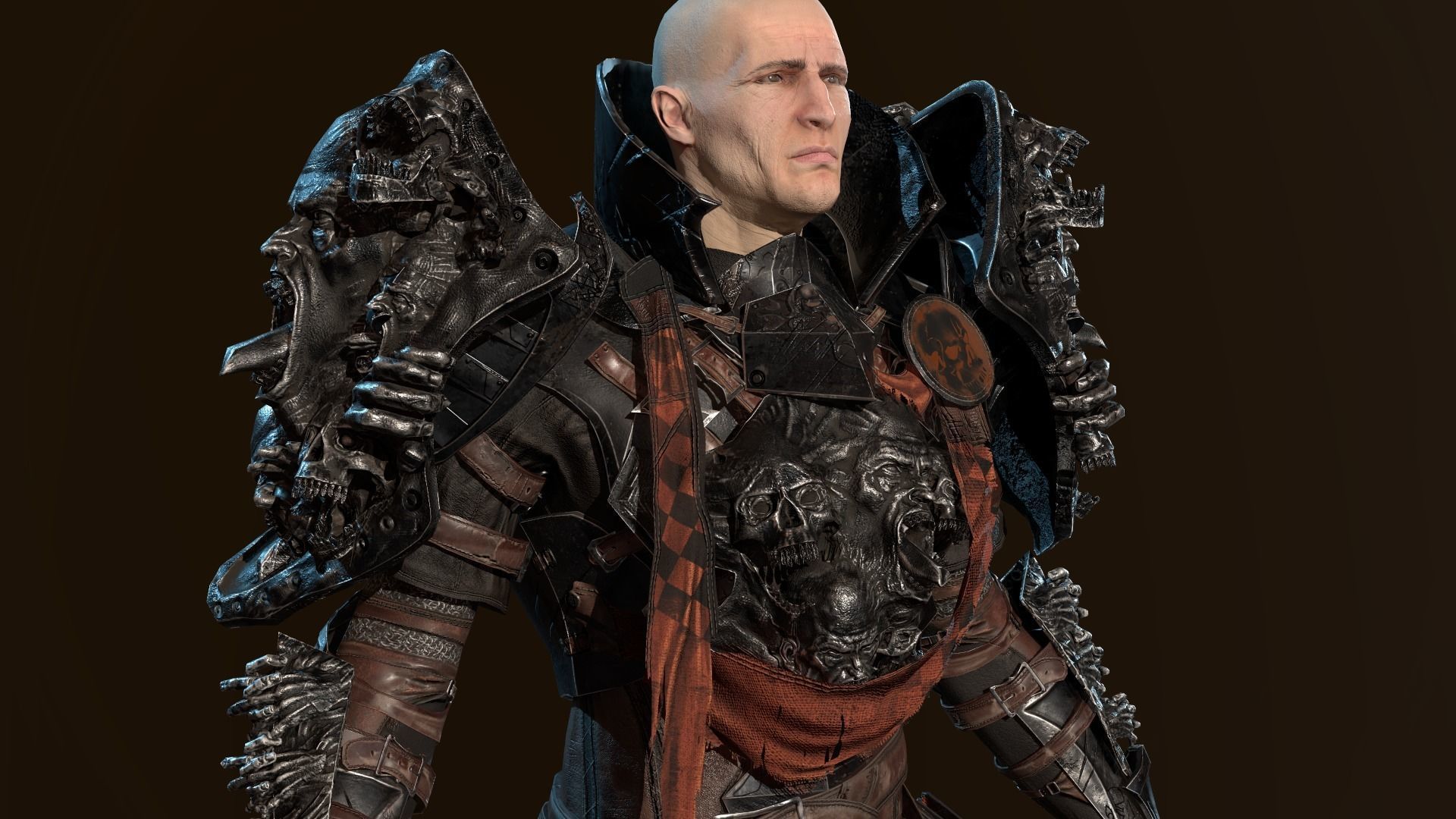 DarkKnight character in armor Low-poly 3D model_31