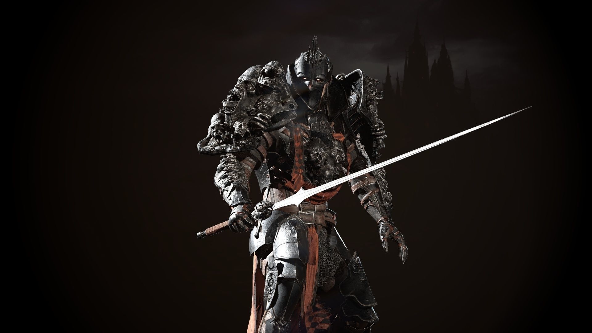 DarkKnight character in armor Low-poly 3D model_41