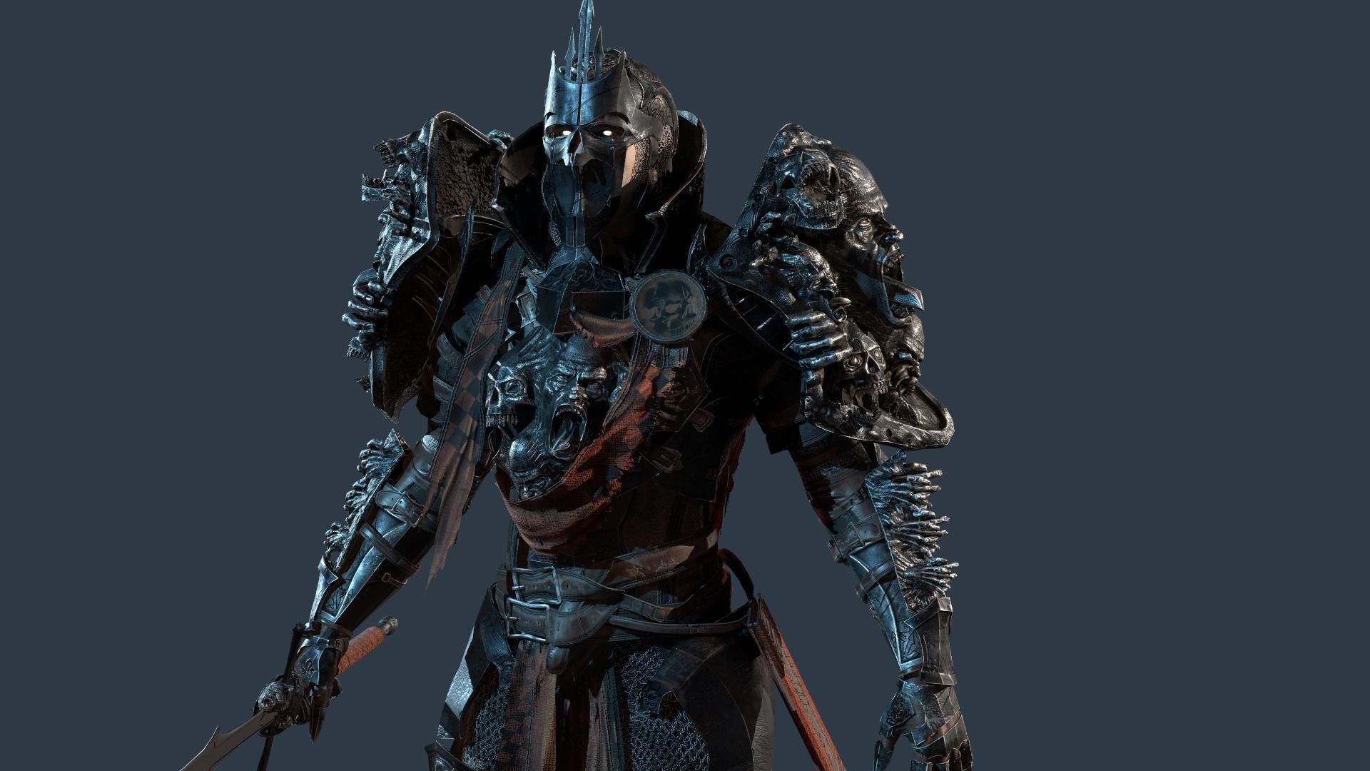 DarkKnight character in armor Low-poly 3D model_20
