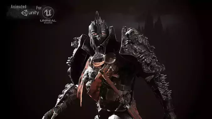 DarkKnight character in armor Low-poly 3D model