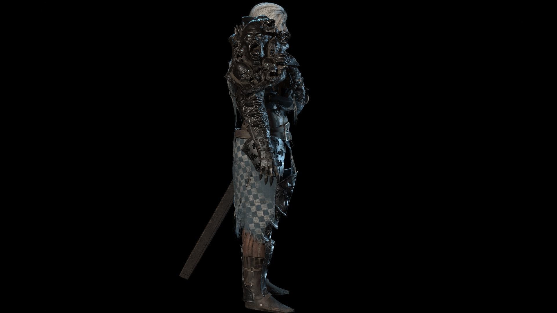 DarkKnight character in armor Low-poly 3D model_9