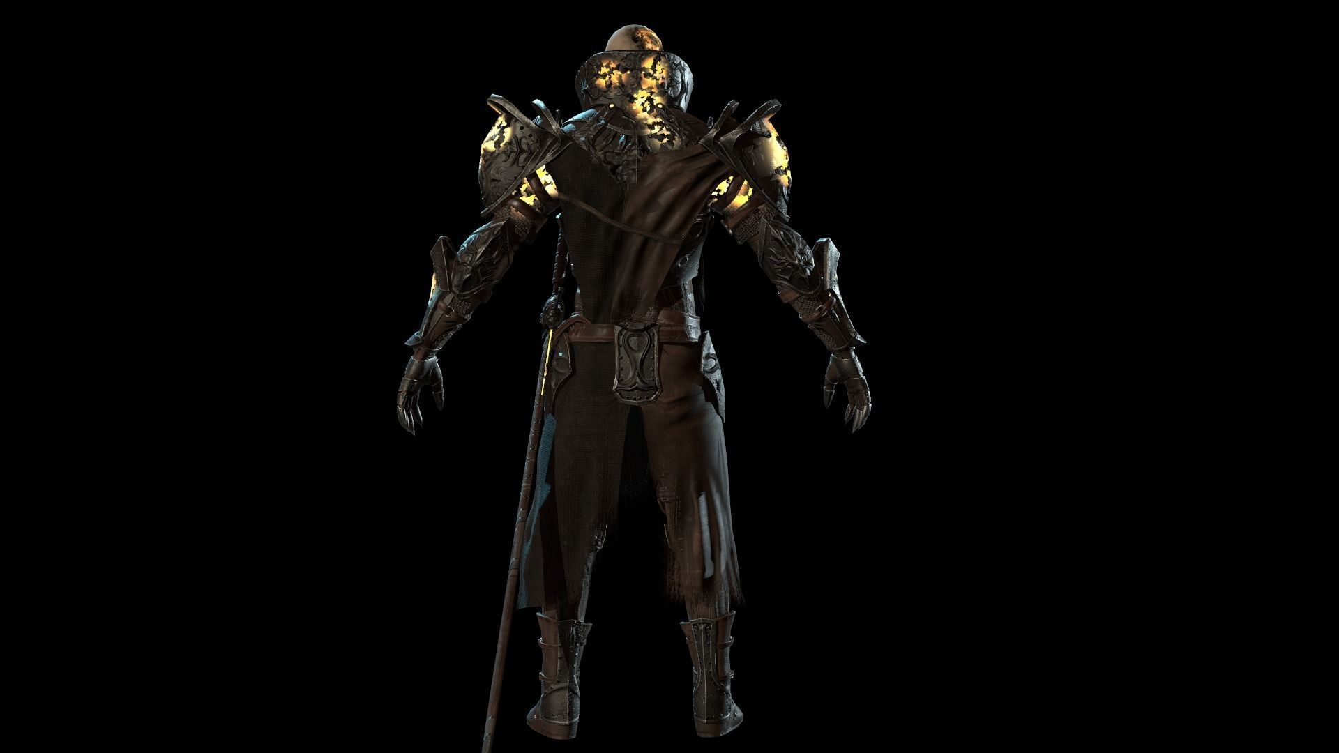 DarkKnight character in armor Low-poly 3D model_23