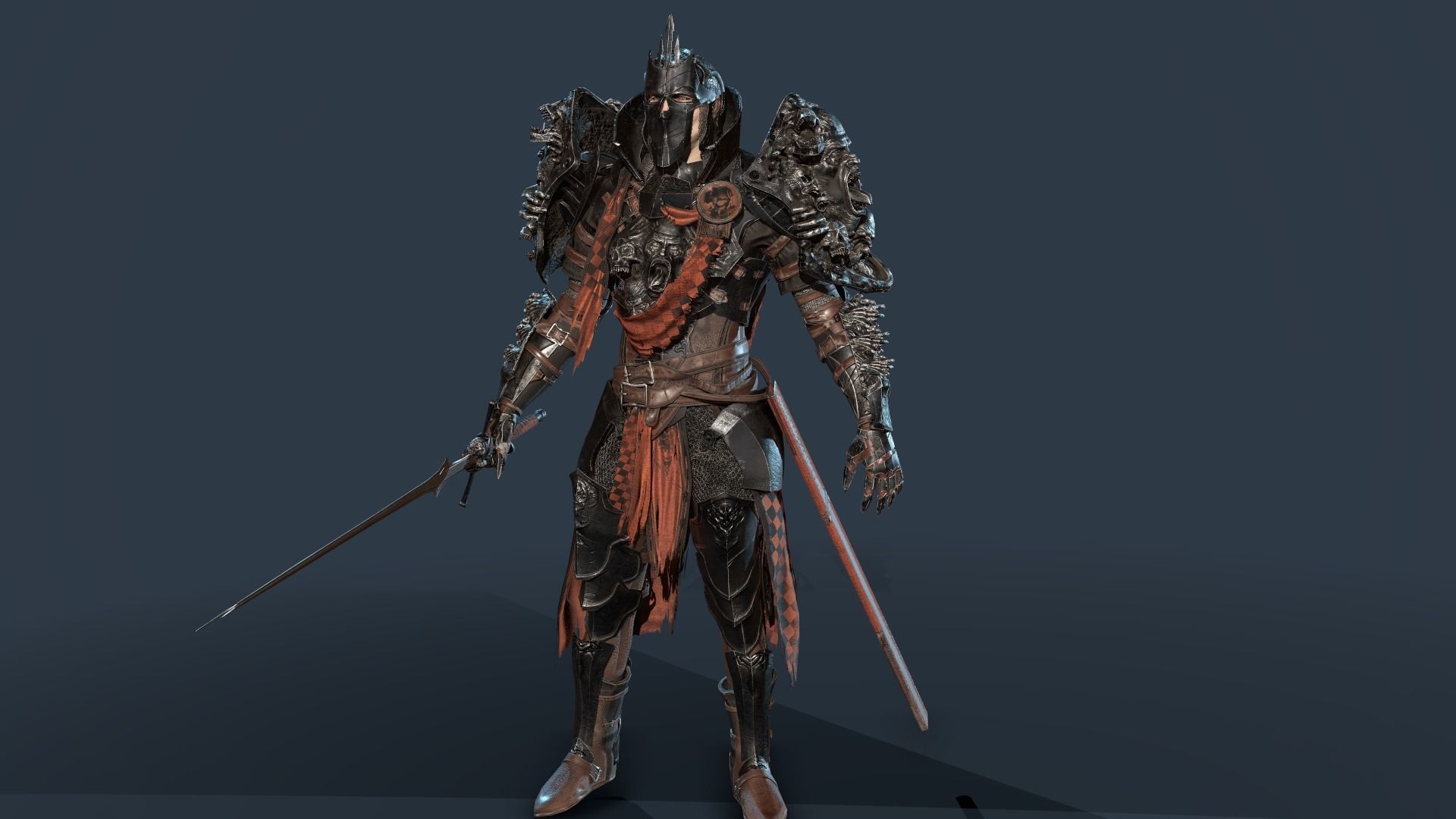 DarkKnight character in armor Low-poly 3D model_38