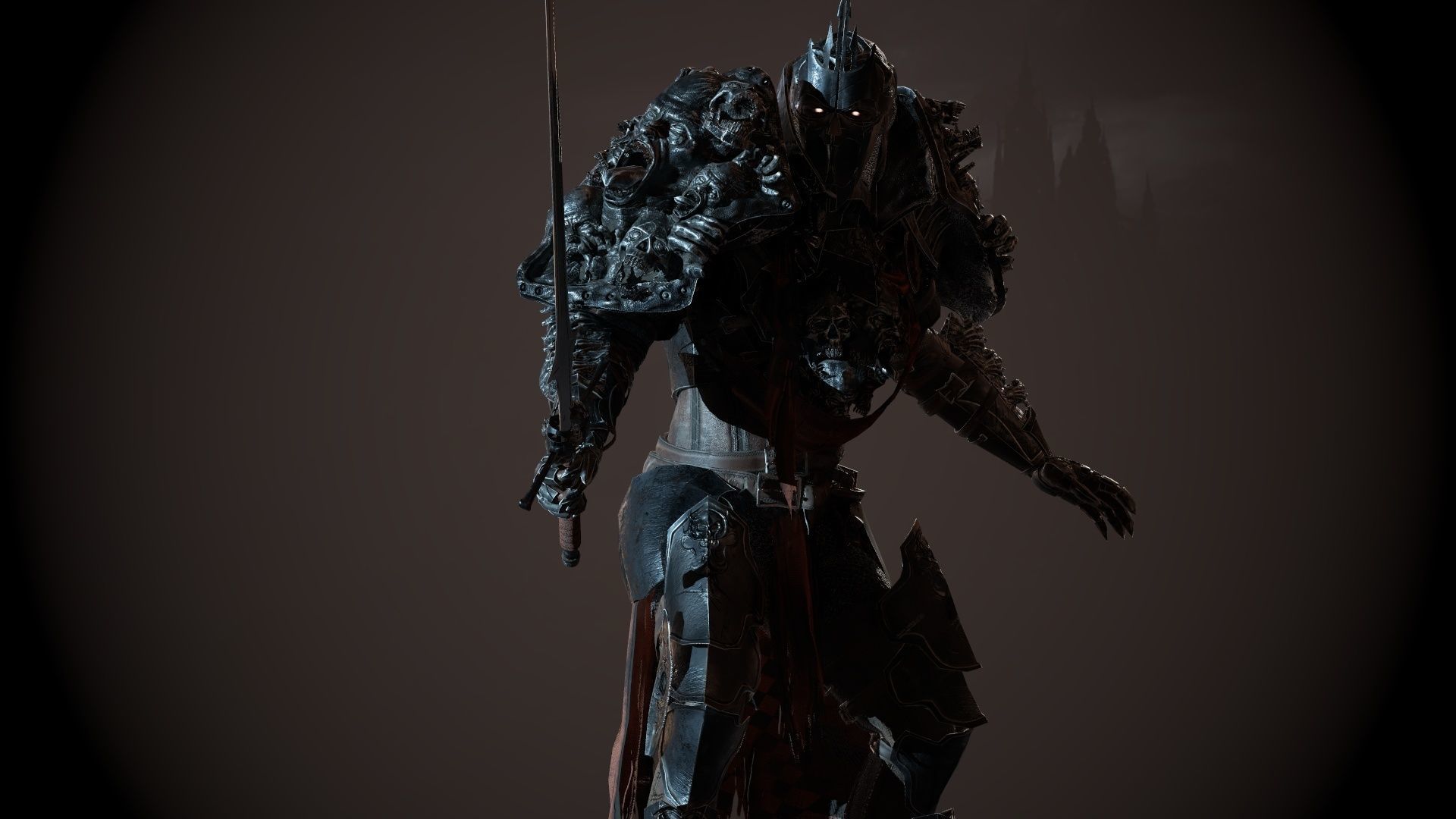 DarkKnight character in armor Low-poly 3D model_26