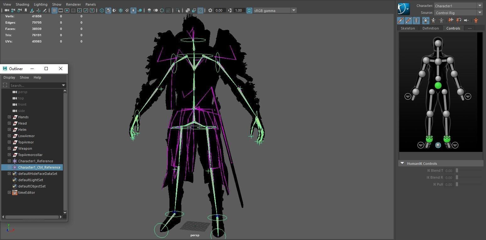DarkKnight character in armor Low-poly 3D model_37