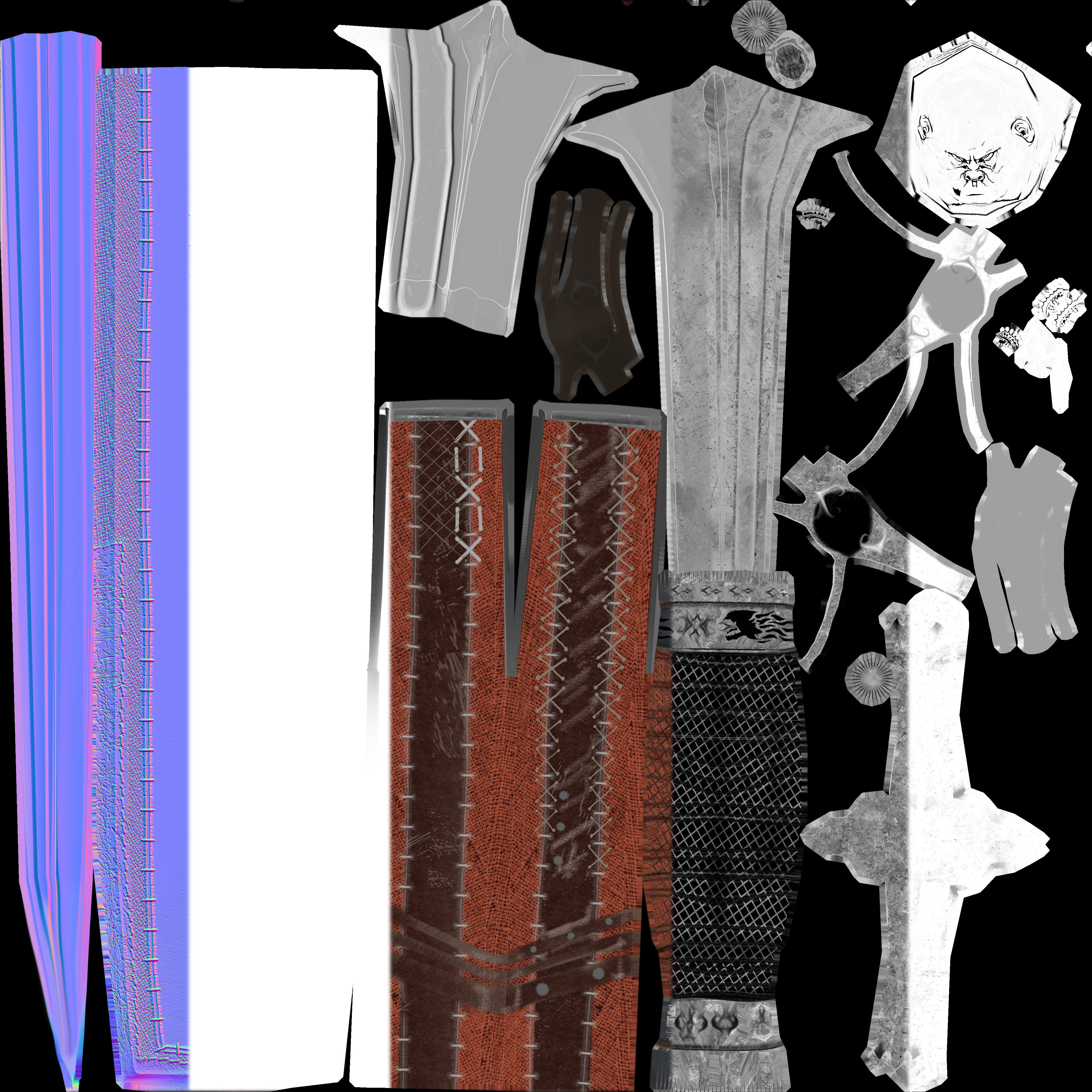 DarkKnight character in armor Low-poly 3D model_50