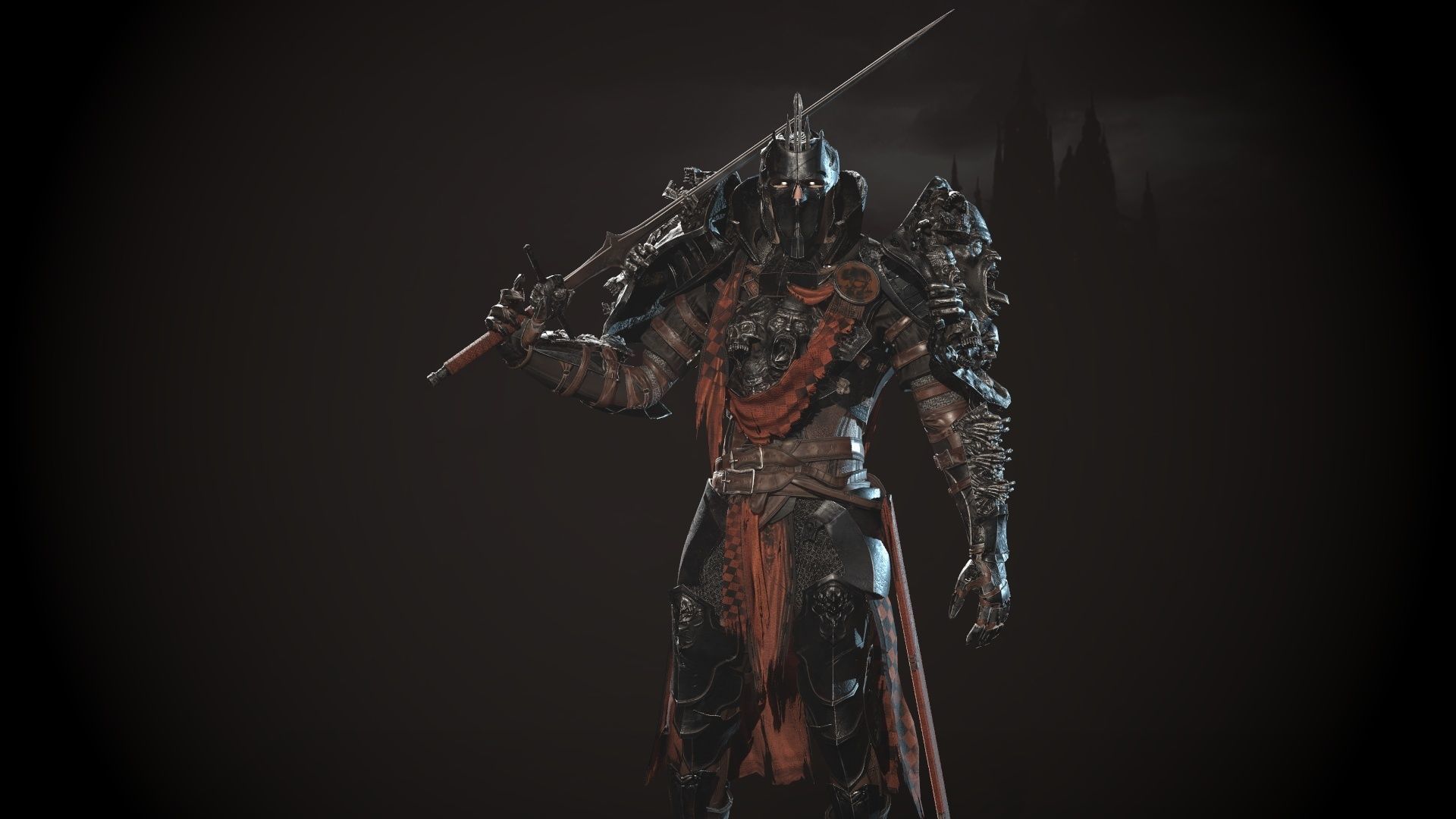 DarkKnight character in armor Low-poly 3D model_40