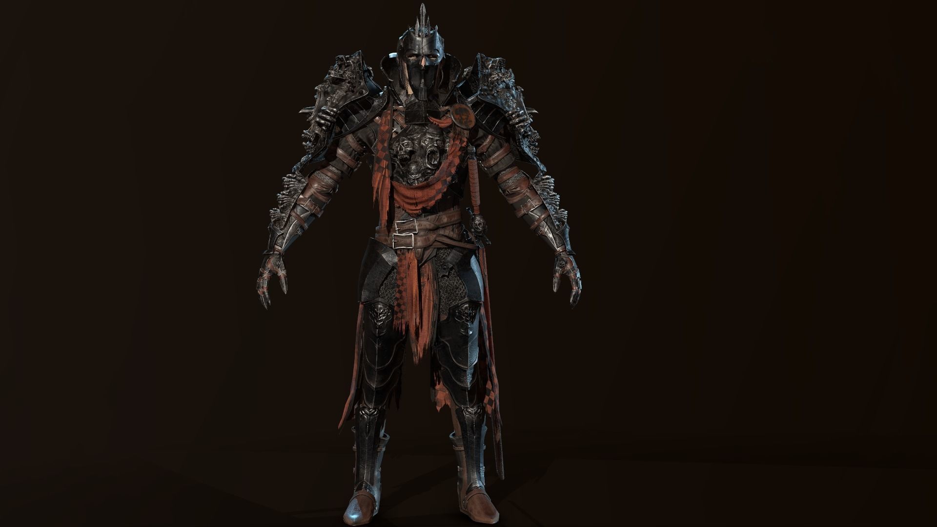 DarkKnight character in armor Low-poly 3D model_35