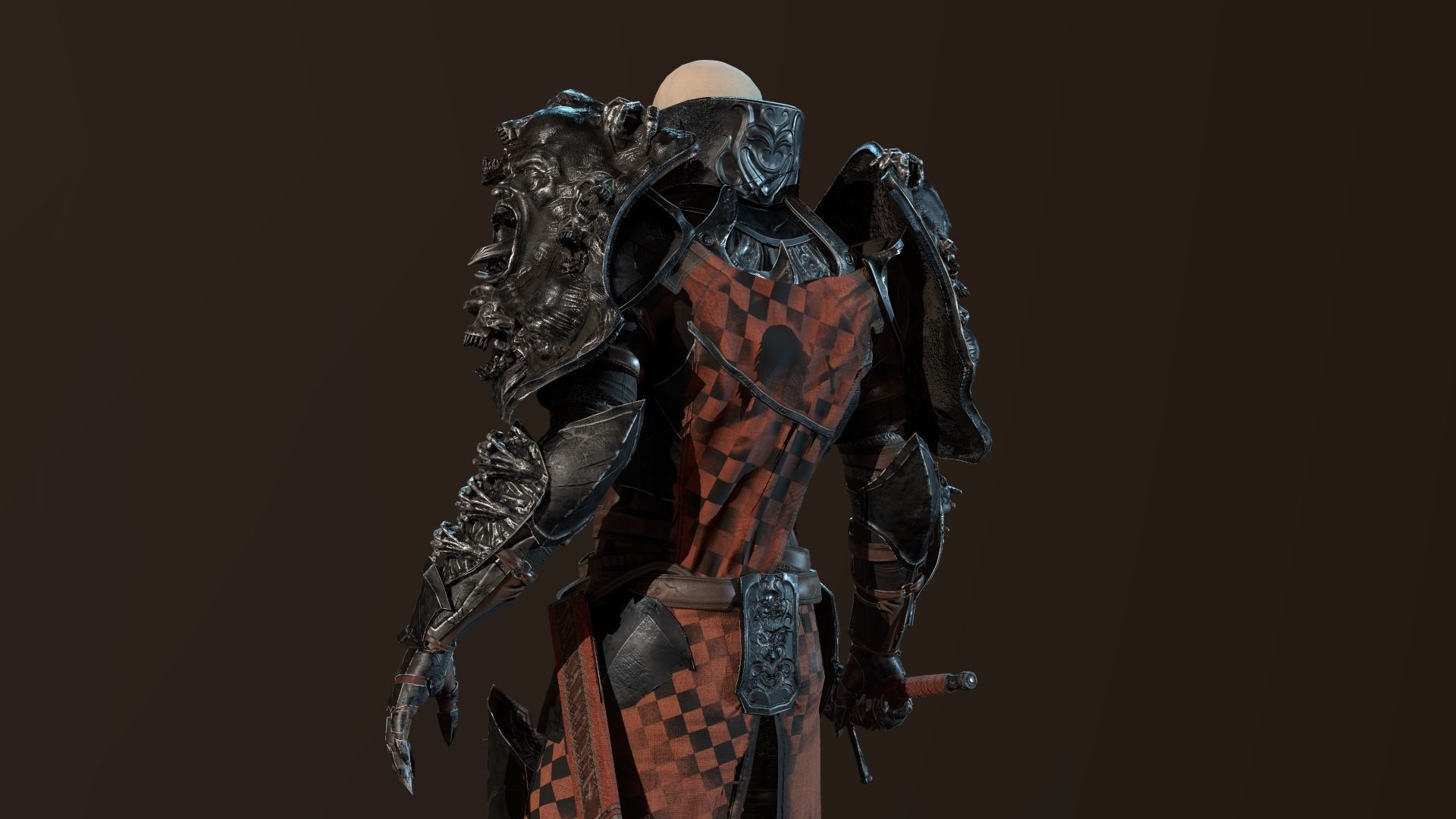 DarkKnight character in armor Low-poly 3D model_44