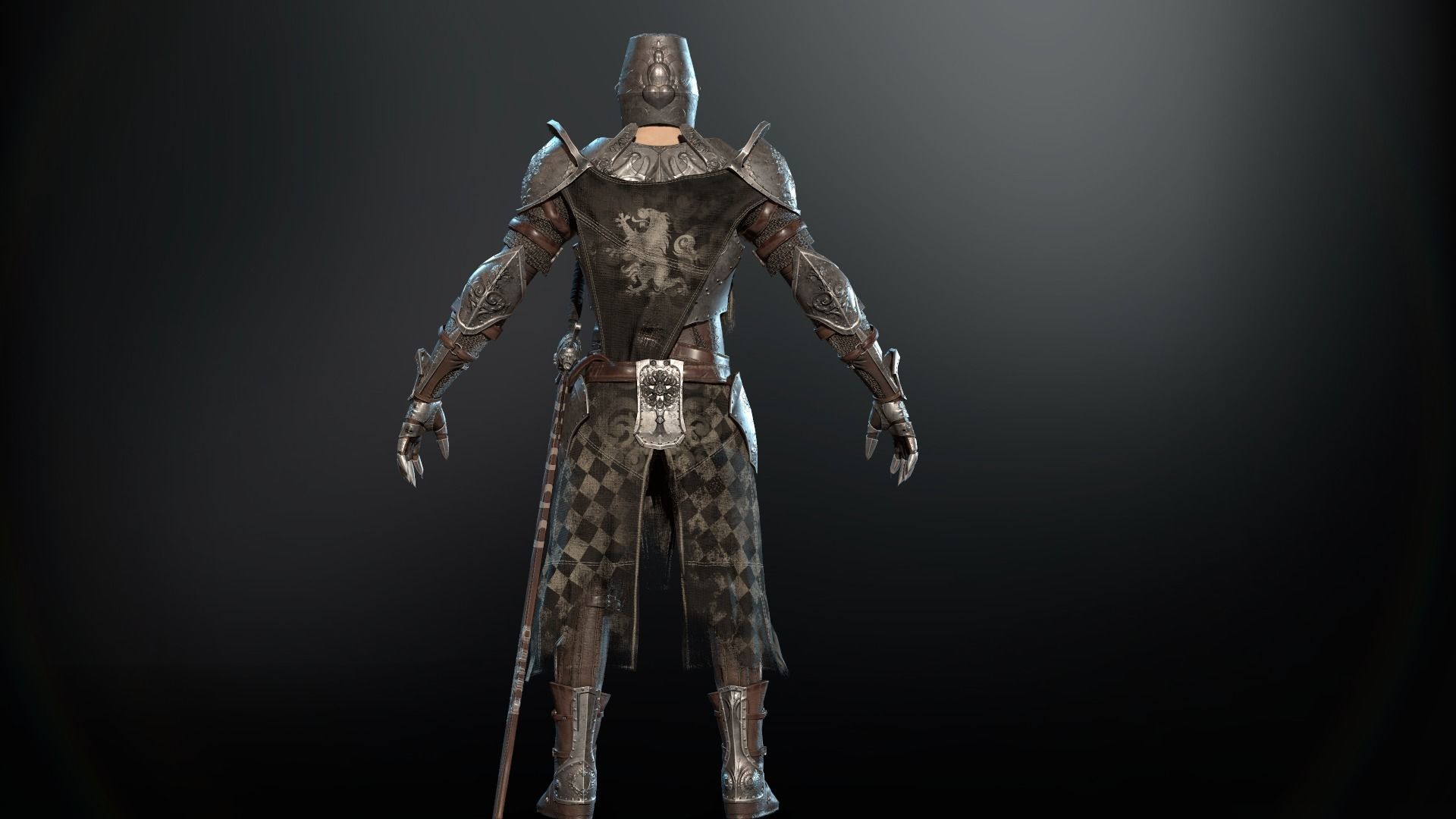 DarkKnight character in armor Low-poly 3D model_34