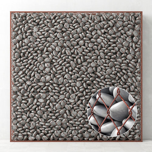 Gabion big gray pebble 3D model