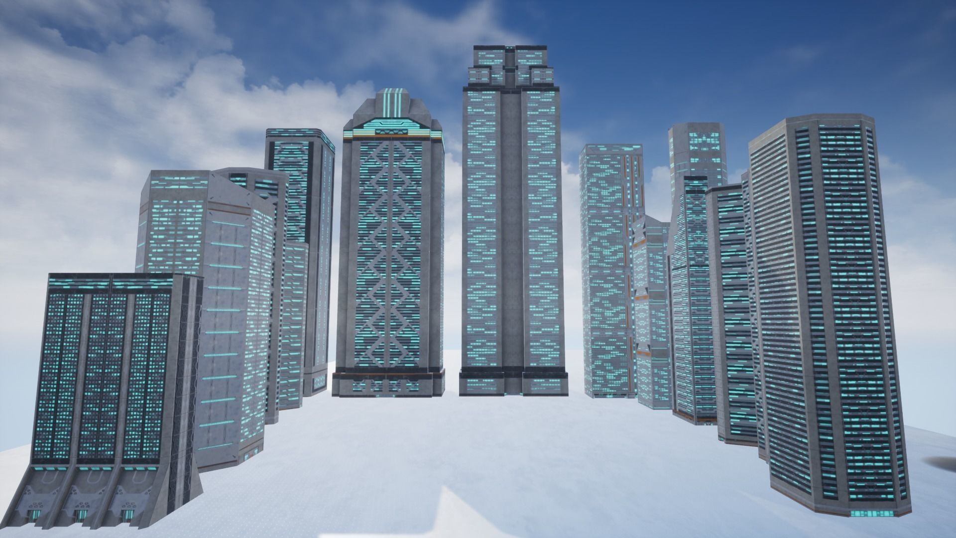 15 Sci Fi Buildings Set  Low-poly 3D model_3