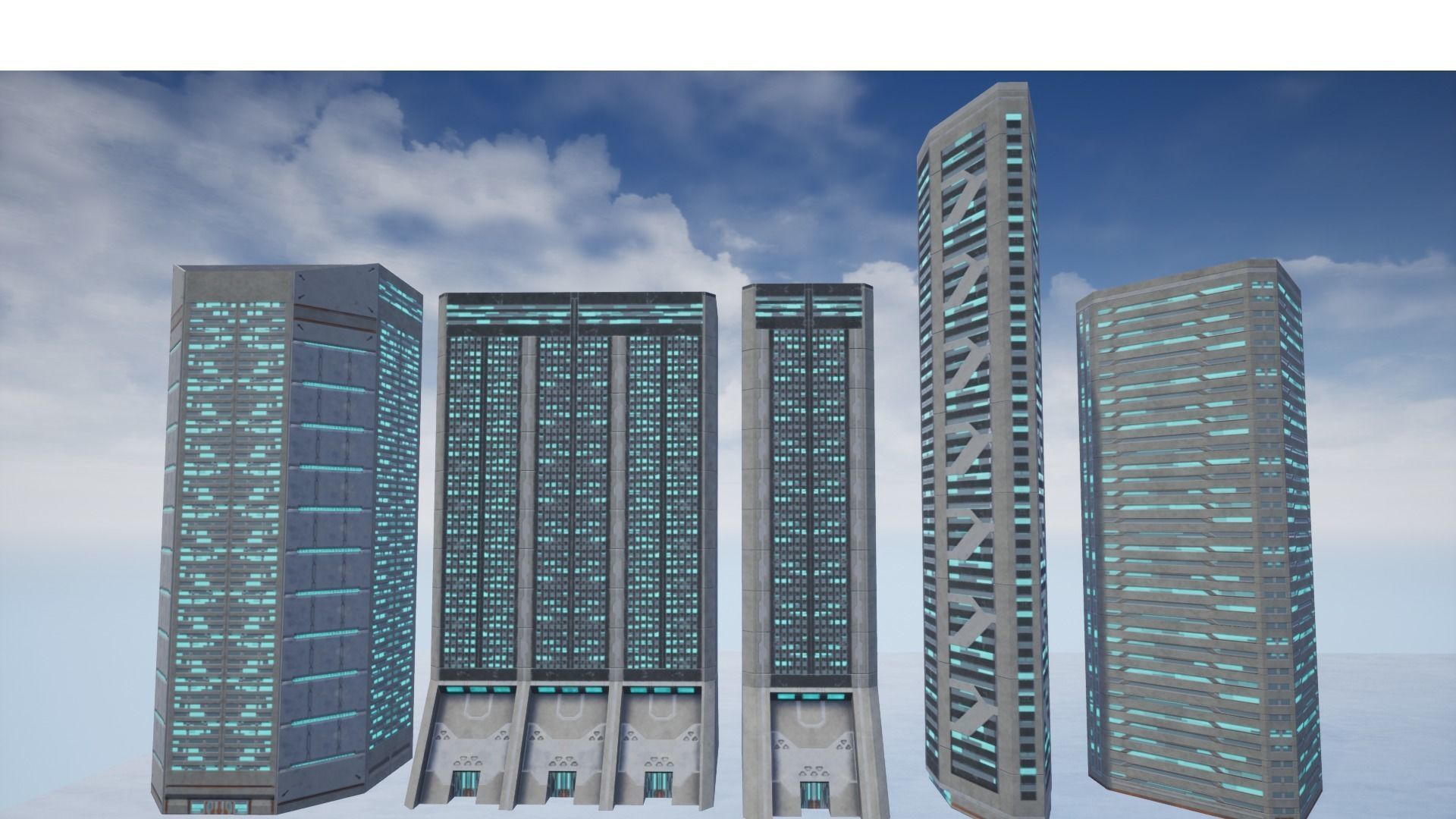 15 Sci Fi Buildings Set  Low-poly 3D model_7