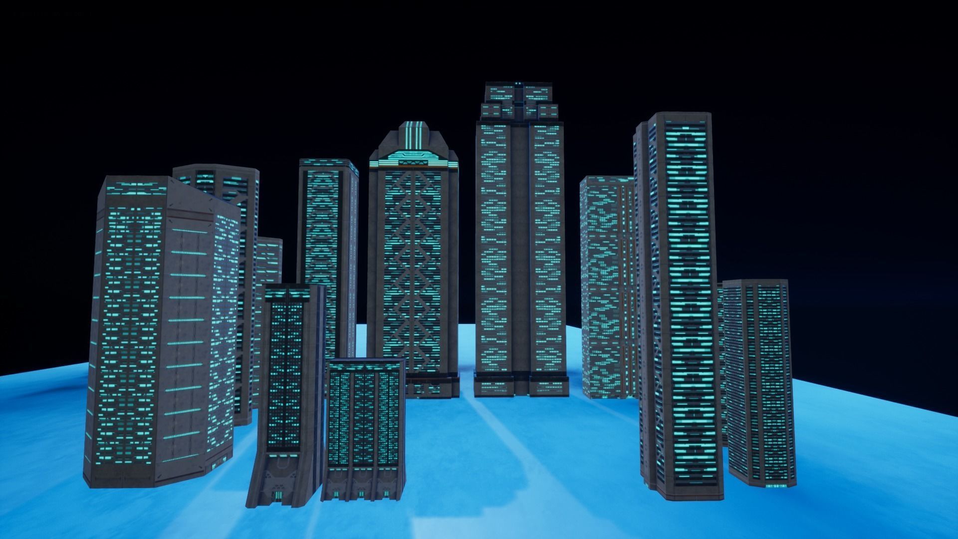 15 Sci Fi Buildings Set  Low-poly 3D model_8