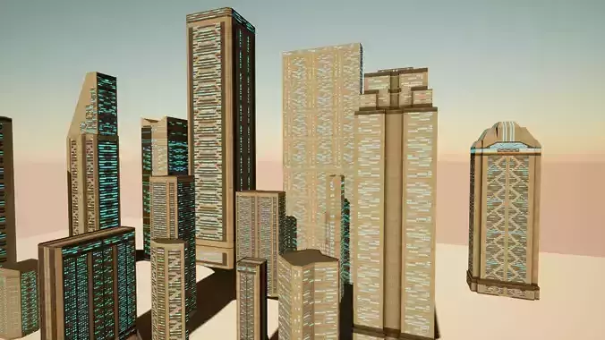 15 Sci Fi Buildings Set 