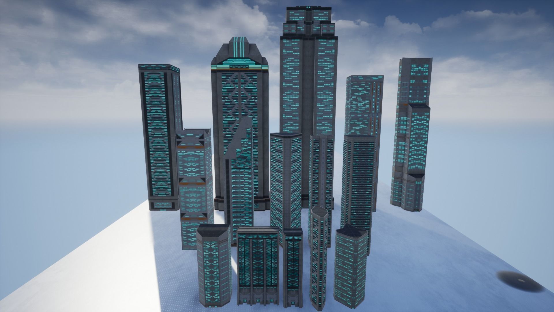 15 Sci Fi Buildings Set  Low-poly 3D model_9