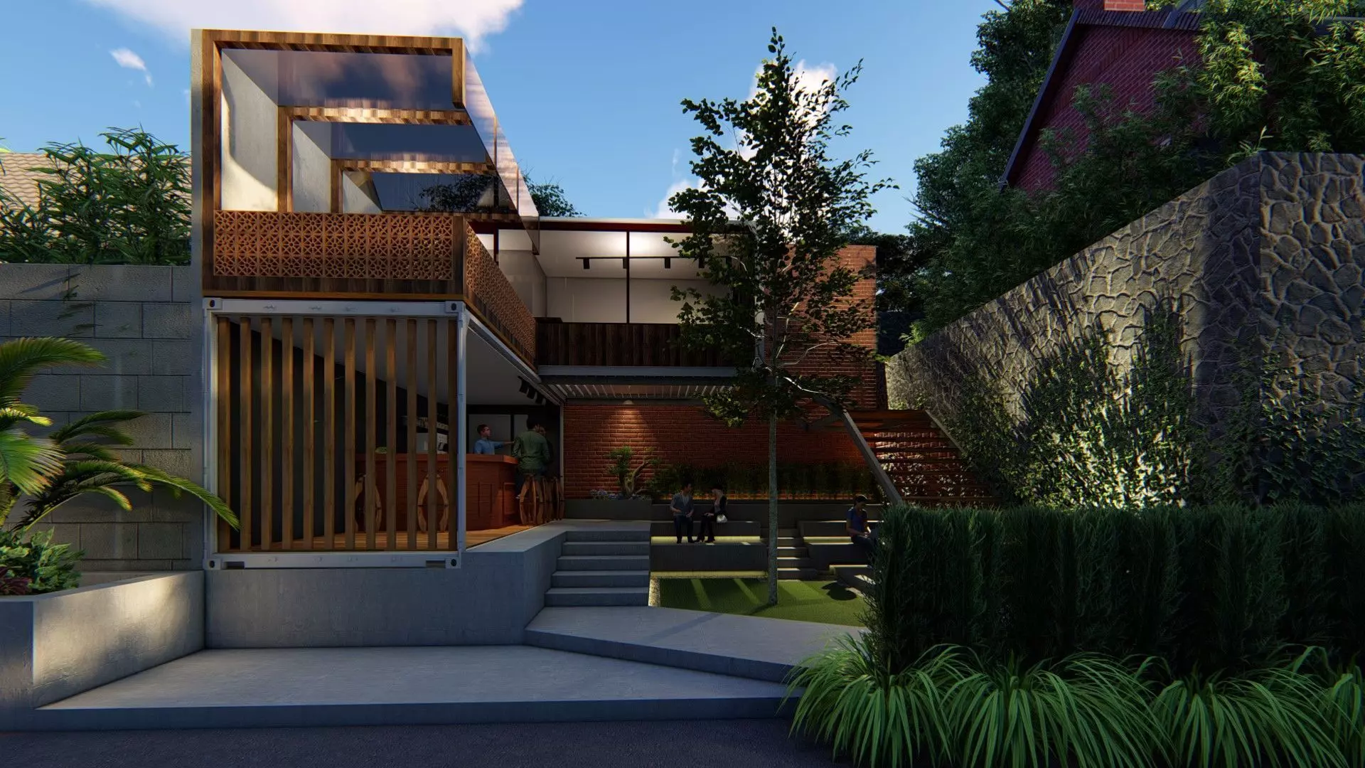 CONTAINER COFFEE SHOP ARCHITECTURAL DESIGN  3D model_0