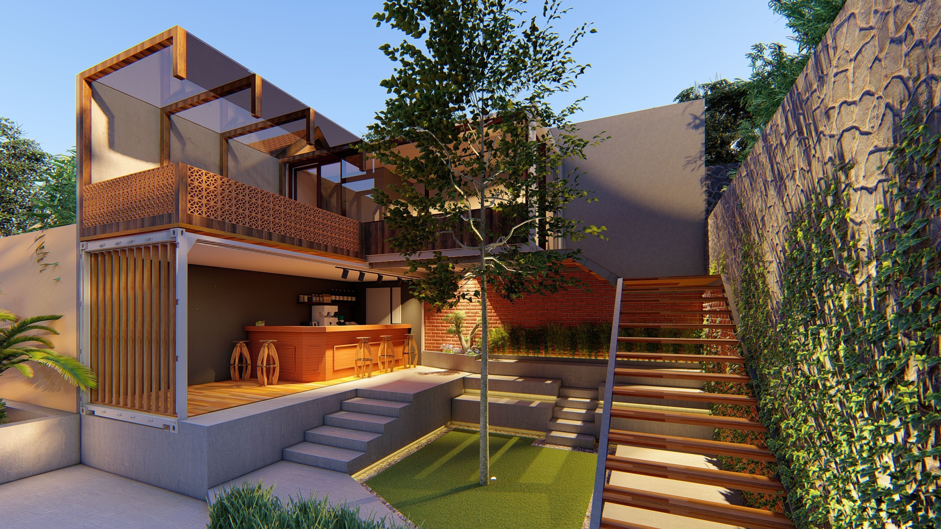 CONTAINER COFFEE SHOP ARCHITECTURAL DESIGN  3D model_9