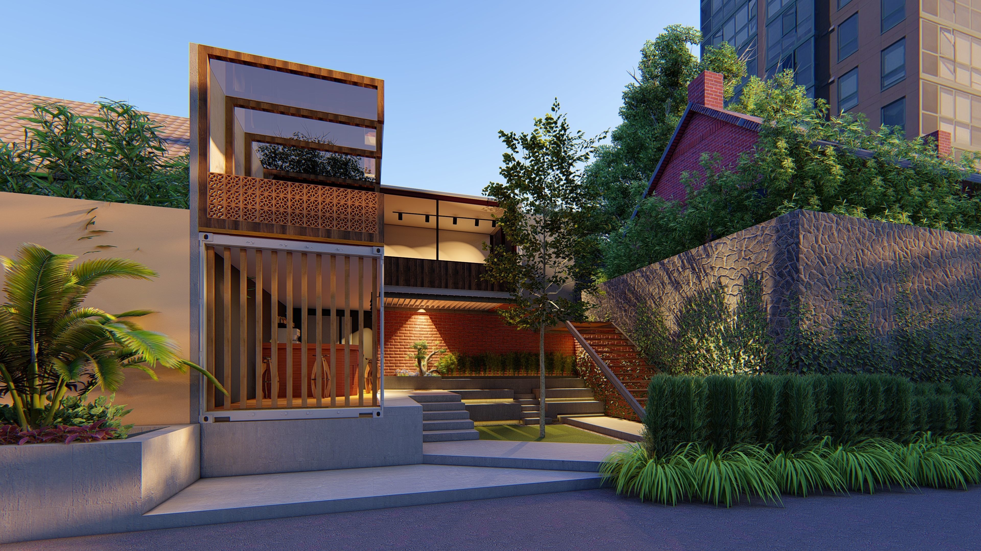 CONTAINER COFFEE SHOP ARCHITECTURAL DESIGN  3D model_8