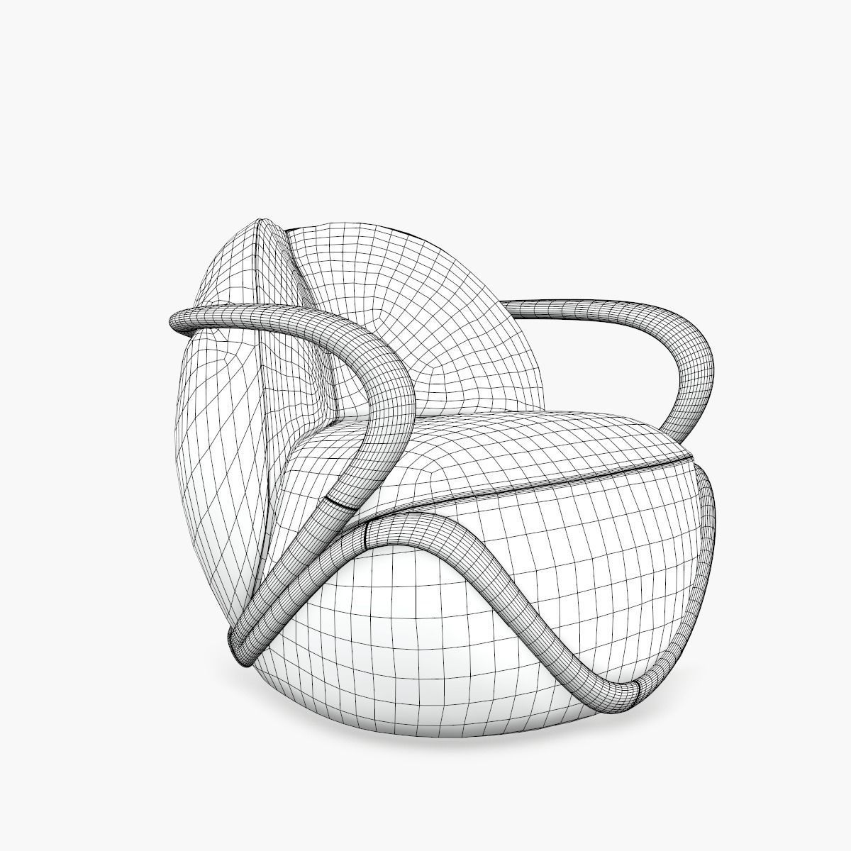 Giorgetti HUG - Armchair Low-poly 3D model_3