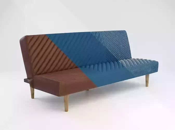 Futon Sofa - Leather and Fabric 3D model