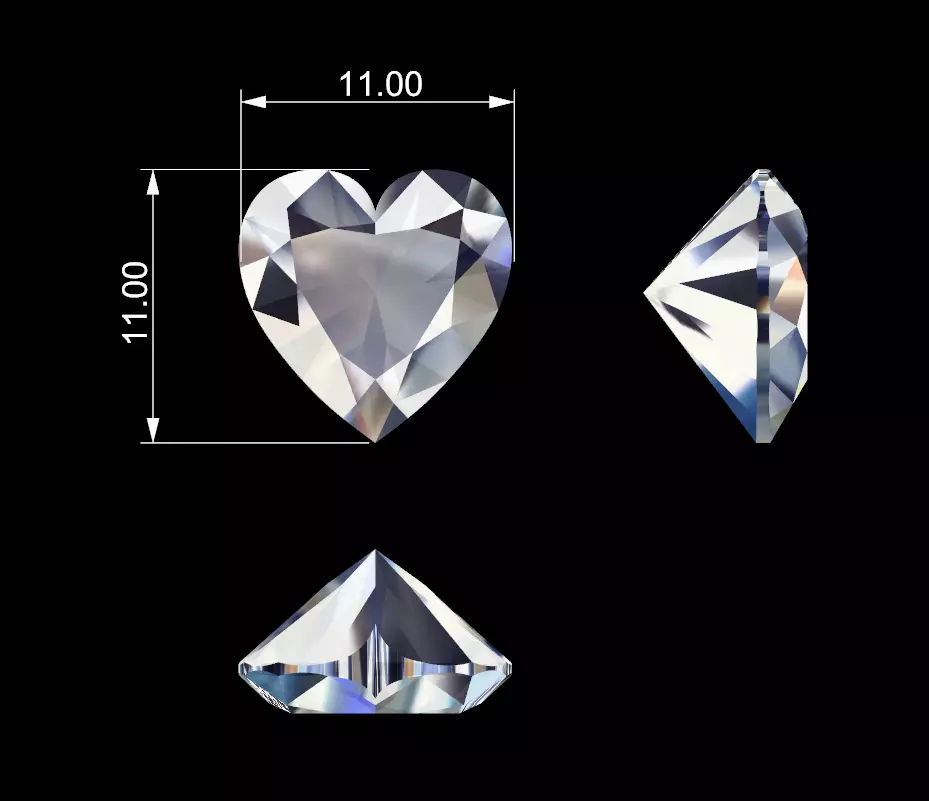 Heart shape diamond  Free 3D model_0