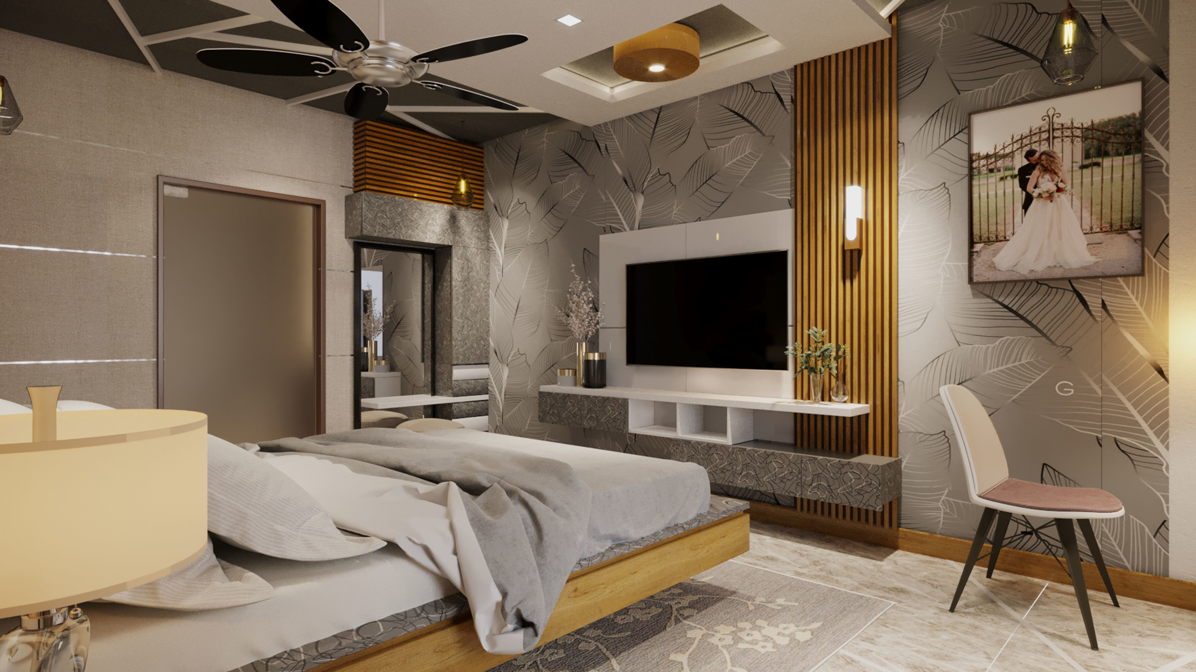 Modern Bedroom Interior 3D model_2