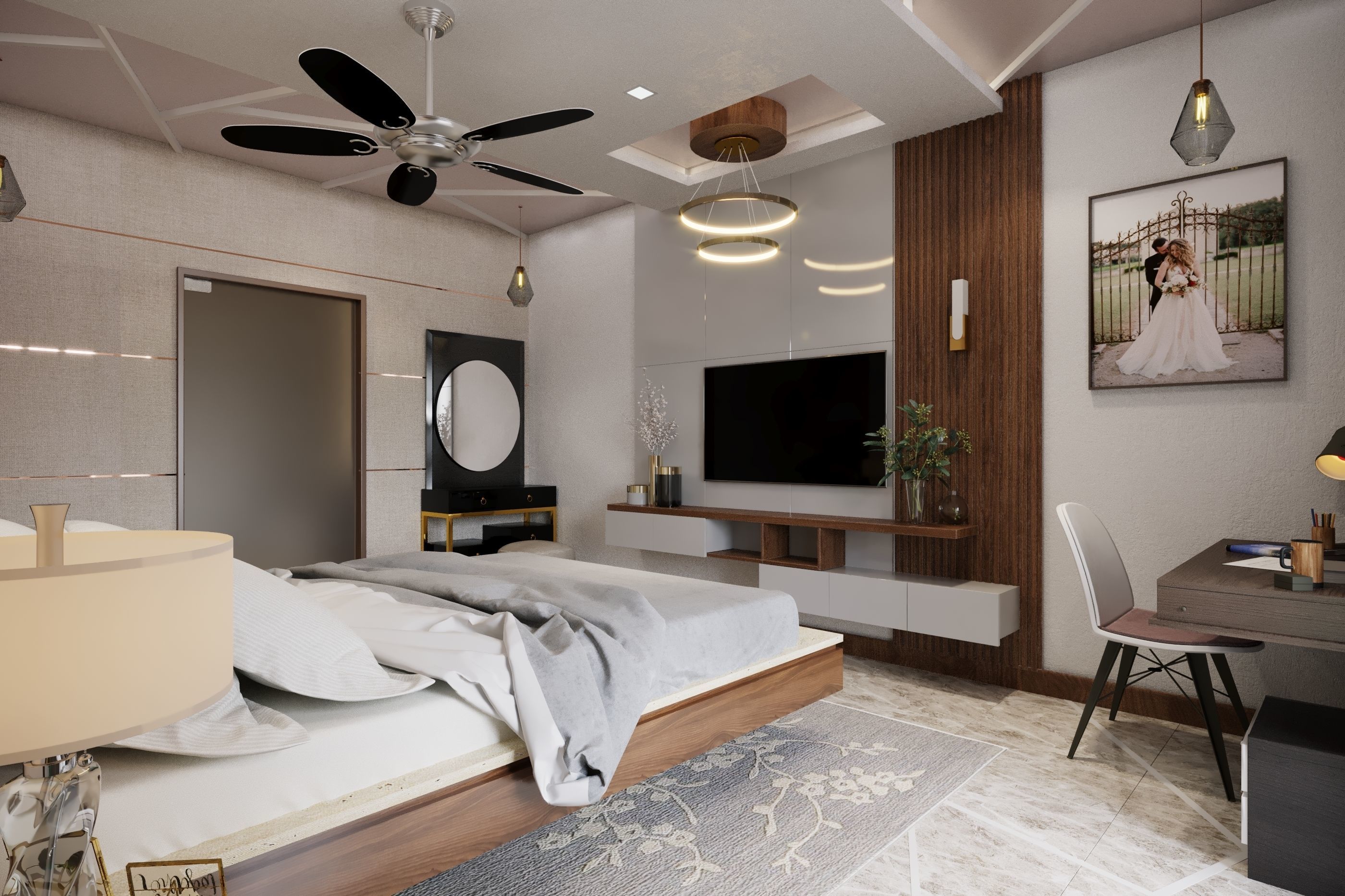 Modern Bedroom Interior 3D model_1
