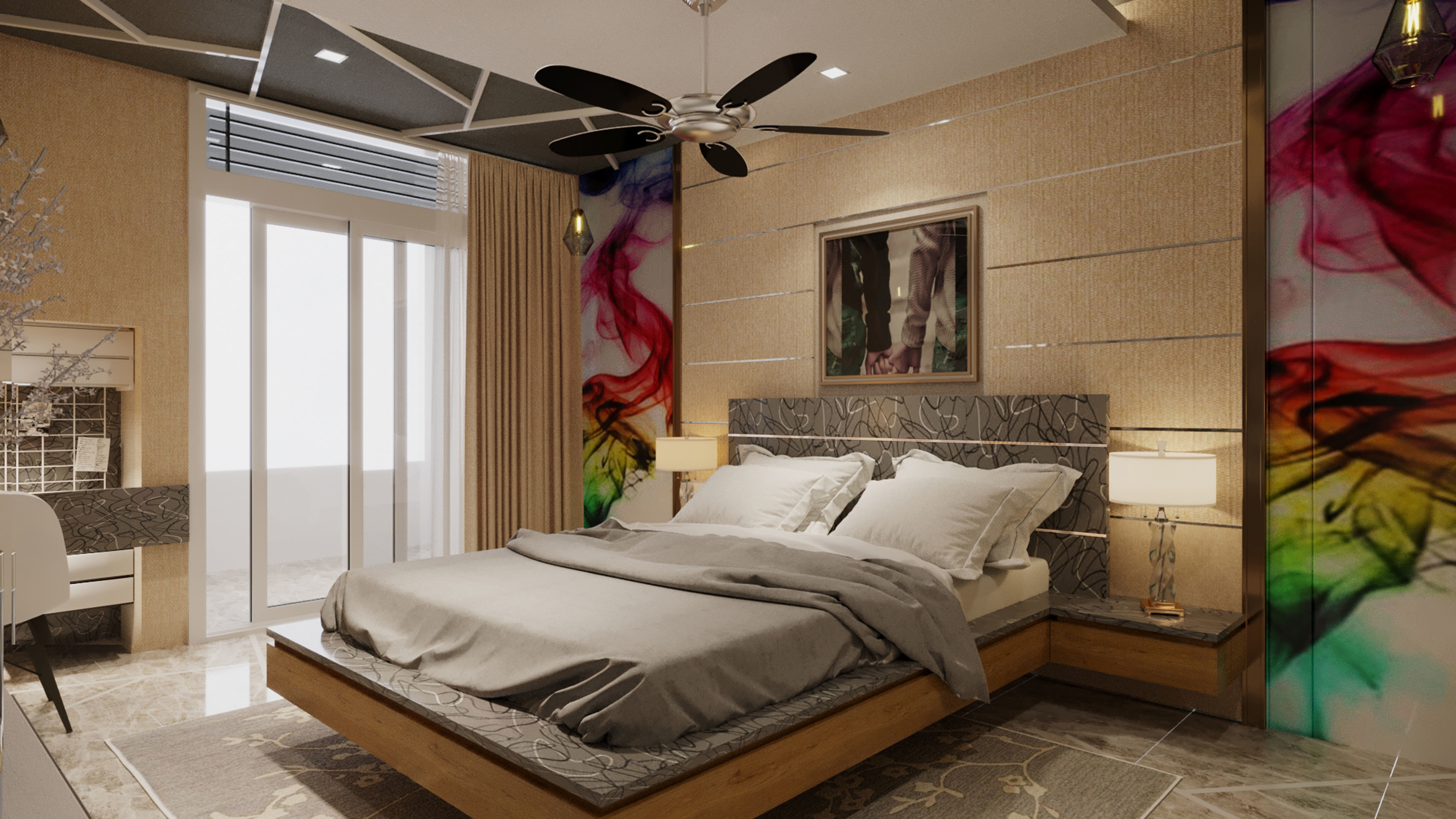 Modern Bedroom Interior 3D model_3