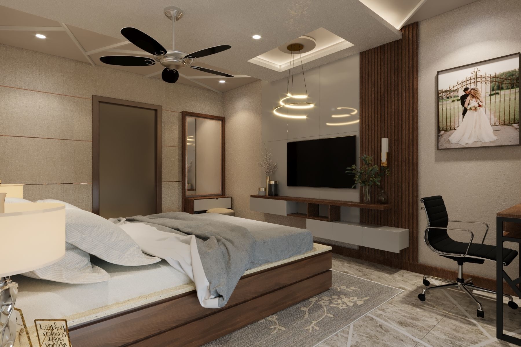 Modern Bedroom Interior 3D model_4