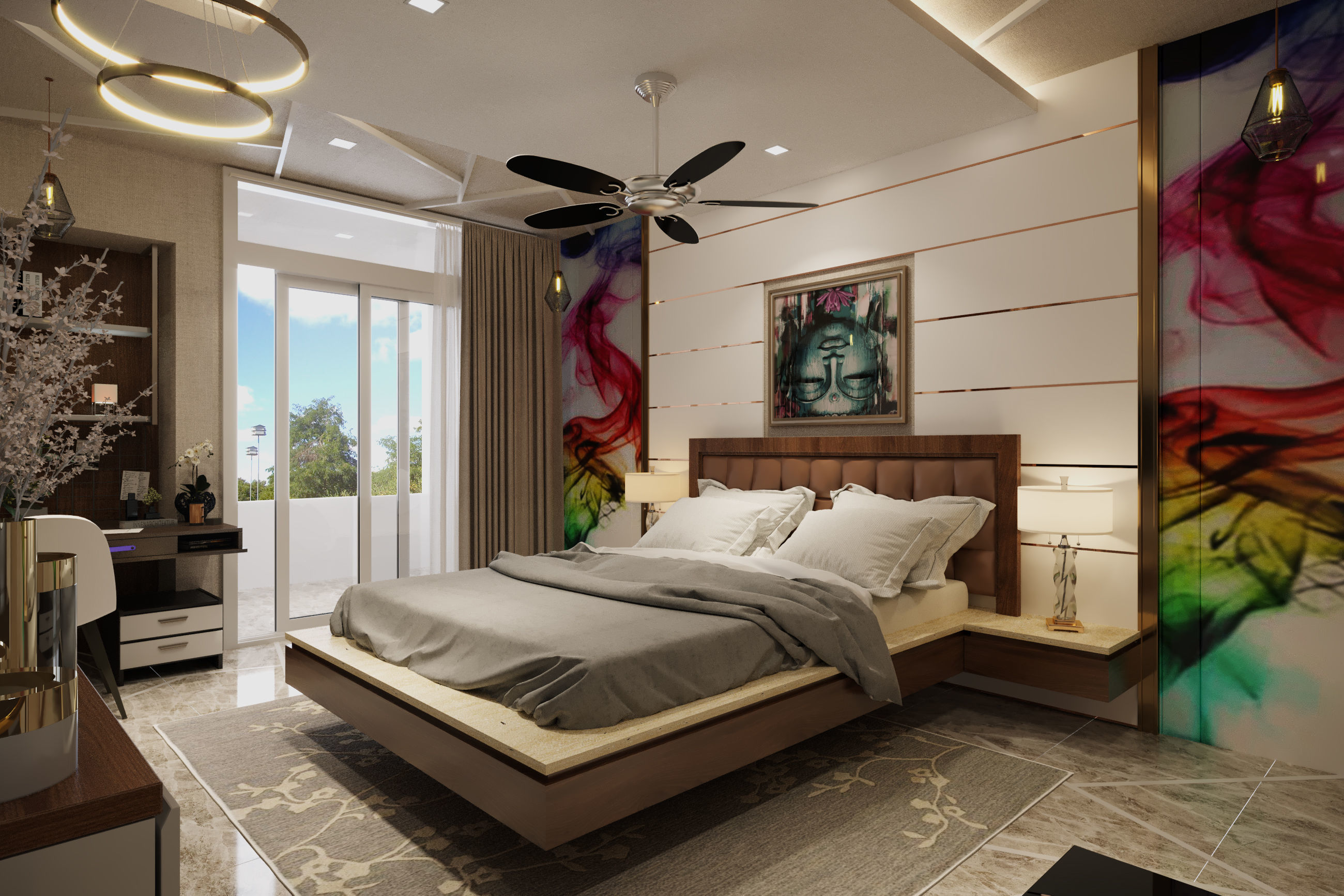 Modern Bedroom Interior 3D model_5