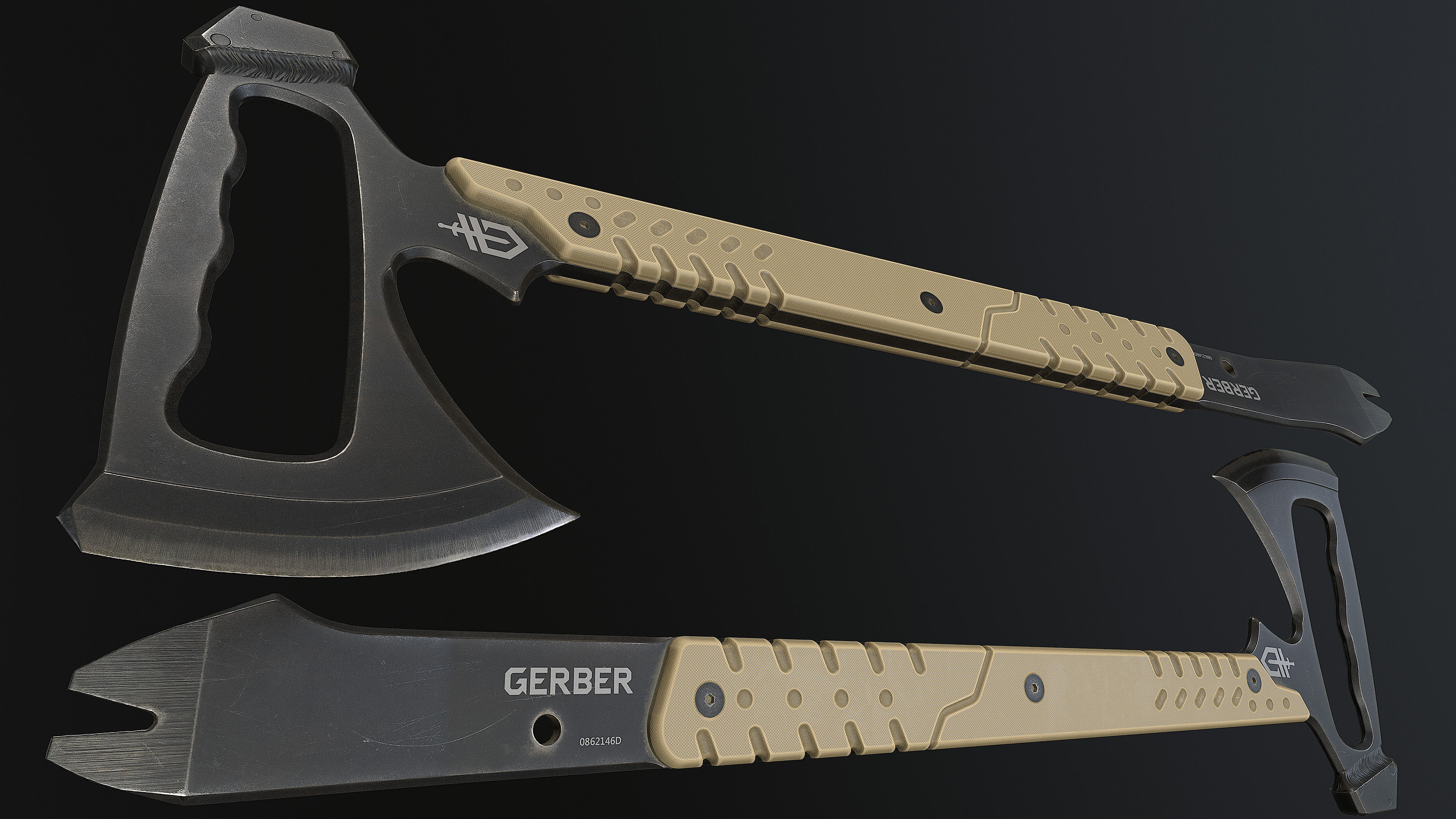 Gerber Downrange Tomahawk Low-poly 3D model_2