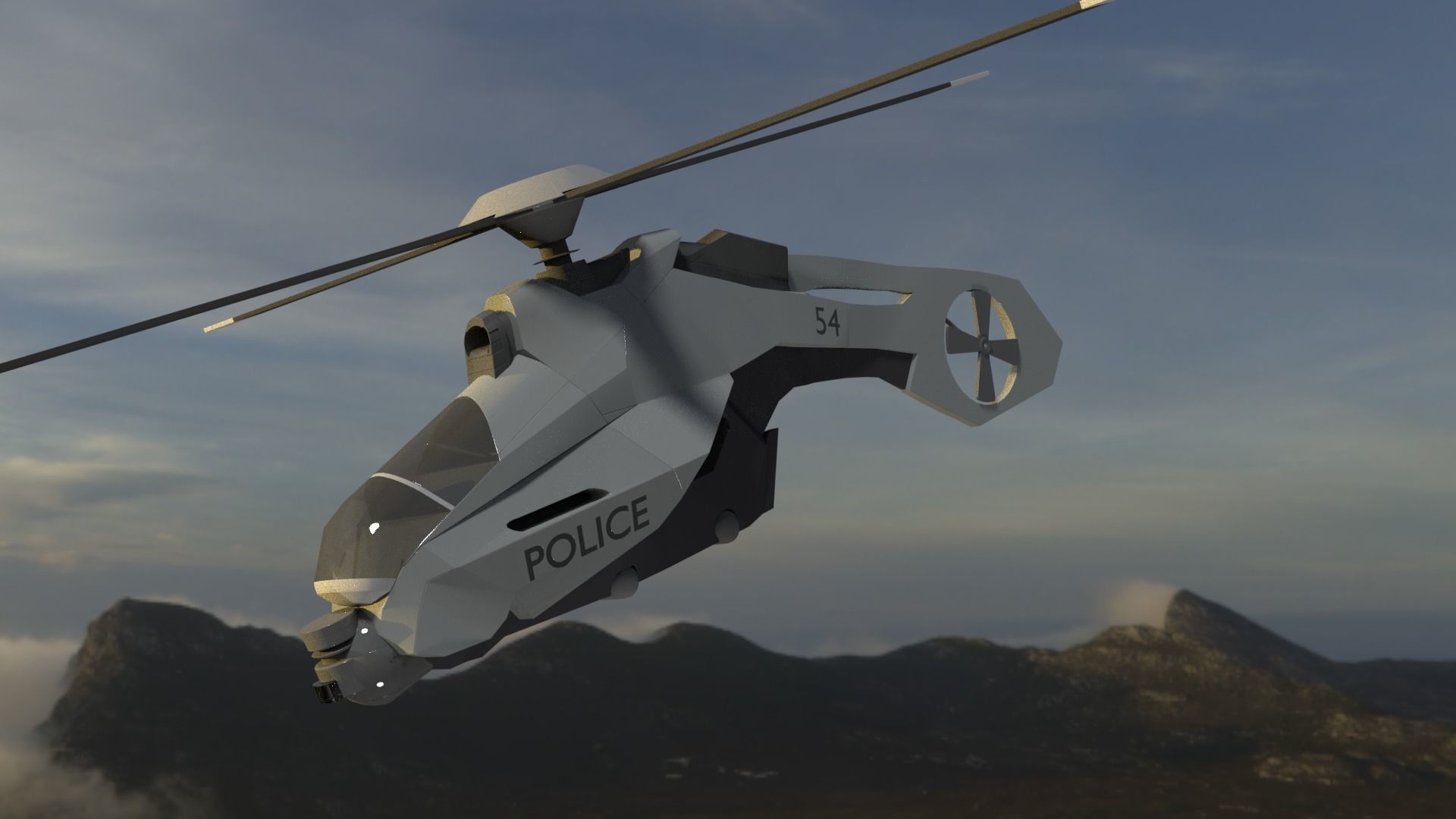 police helicopter 3D model_1