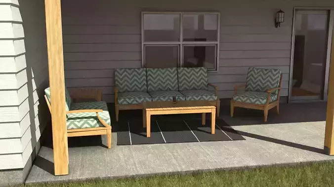 Patio Furniture Set Low-poly 3D model