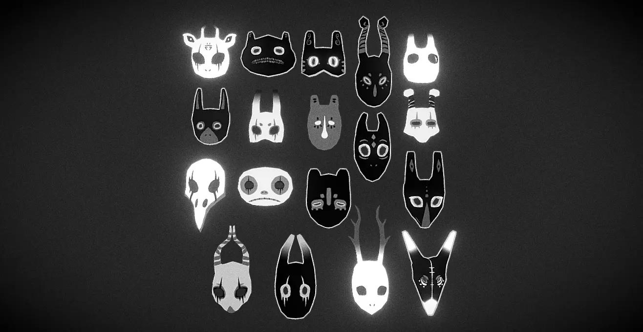 Ancient Mask Collection Low-poly 3D model_0