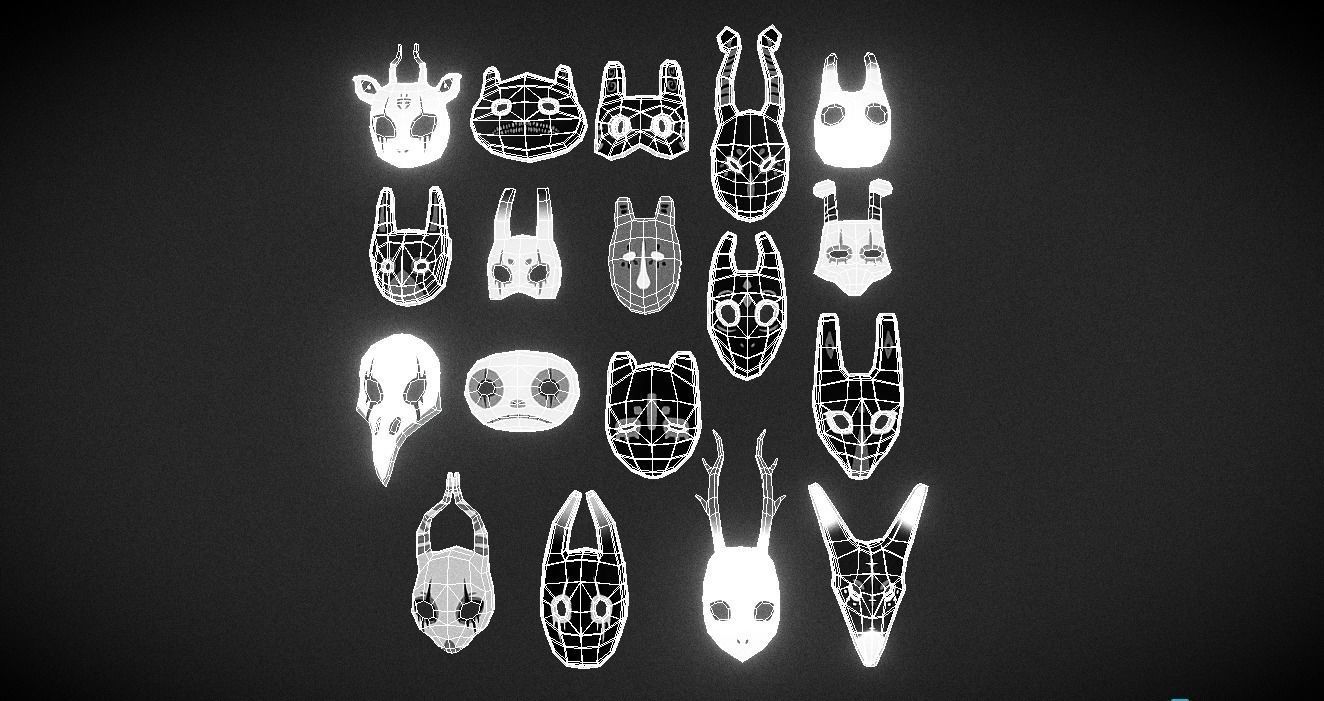 Ancient Mask Collection Low-poly 3D model_1