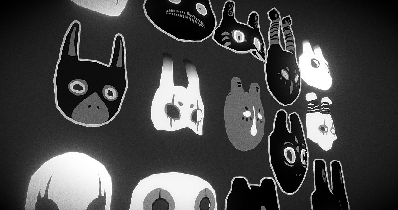 Ancient Mask Collection Low-poly 3D model_2