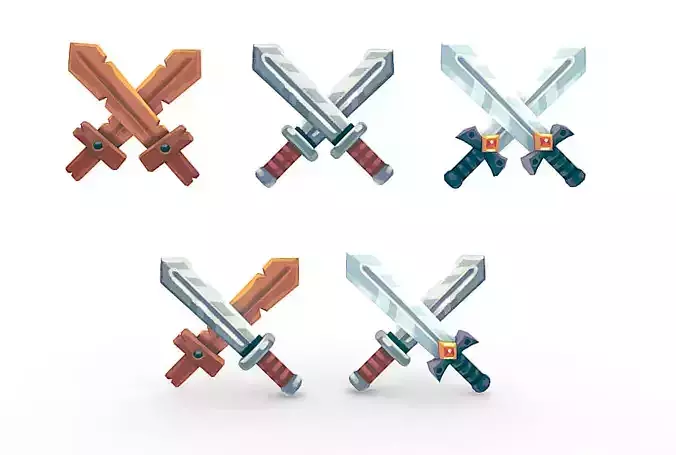 Sword Set Lowpoly four different swords
