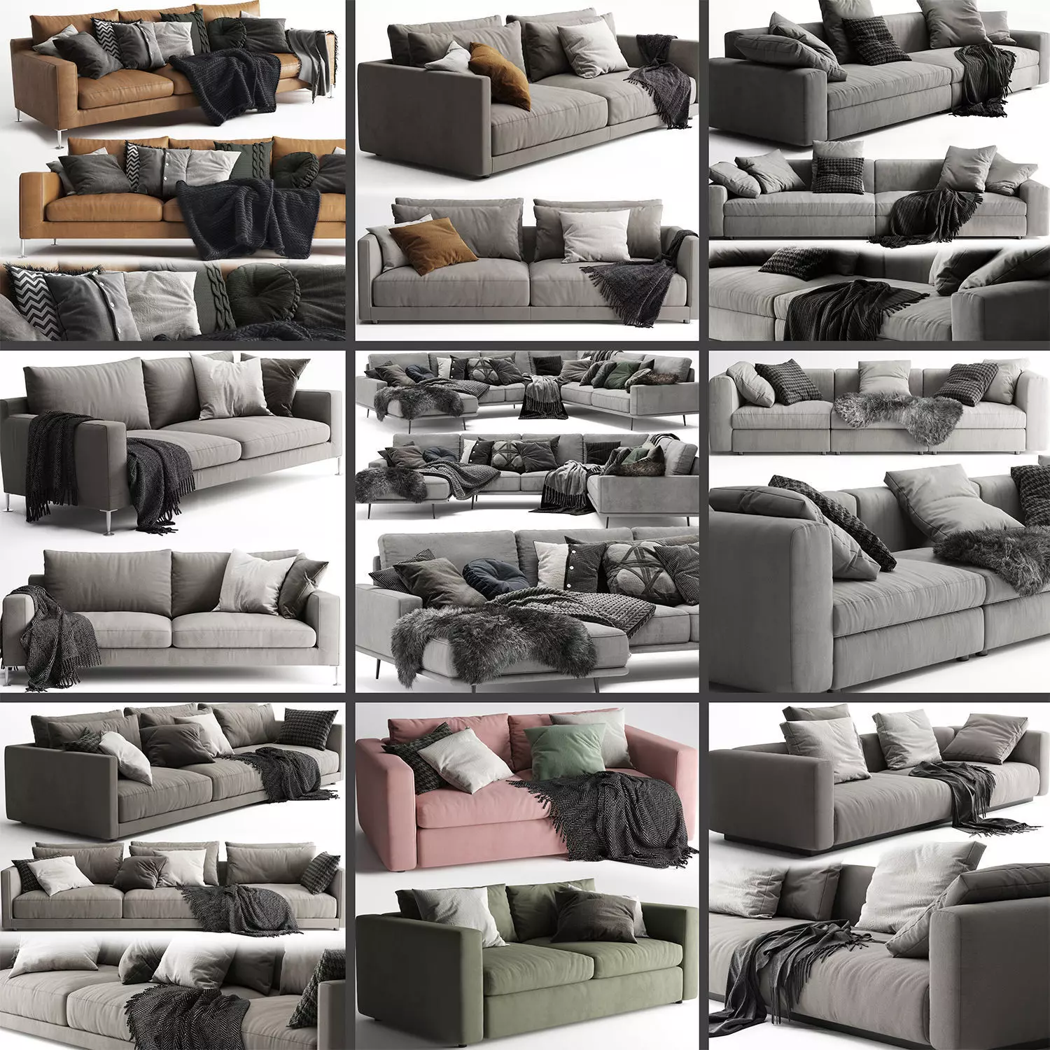 Sofa Collection 03 - 10 Items 3D model_0