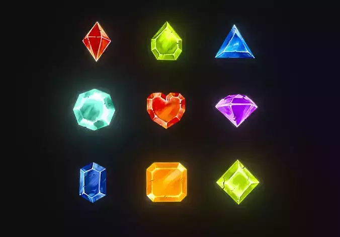 Gem Stone Collection - Lowpoly Low-poly 3D model
