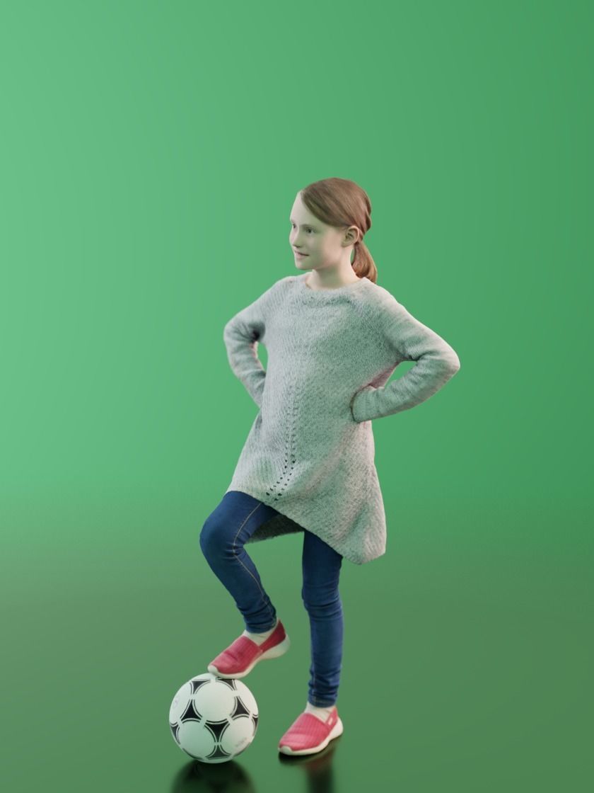 Mara 10191 - Standing Soccer Girl Low-poly 3D model_2