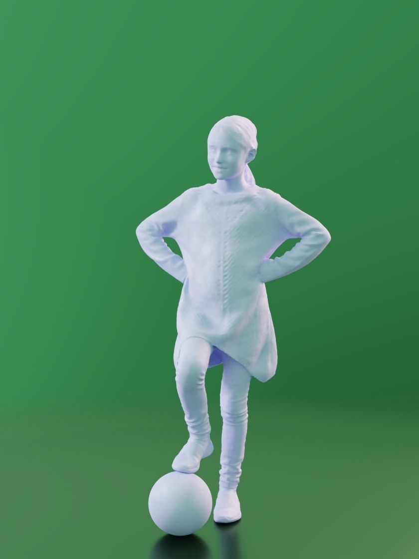 Mara 10191 - Standing Soccer Girl Low-poly 3D model_3