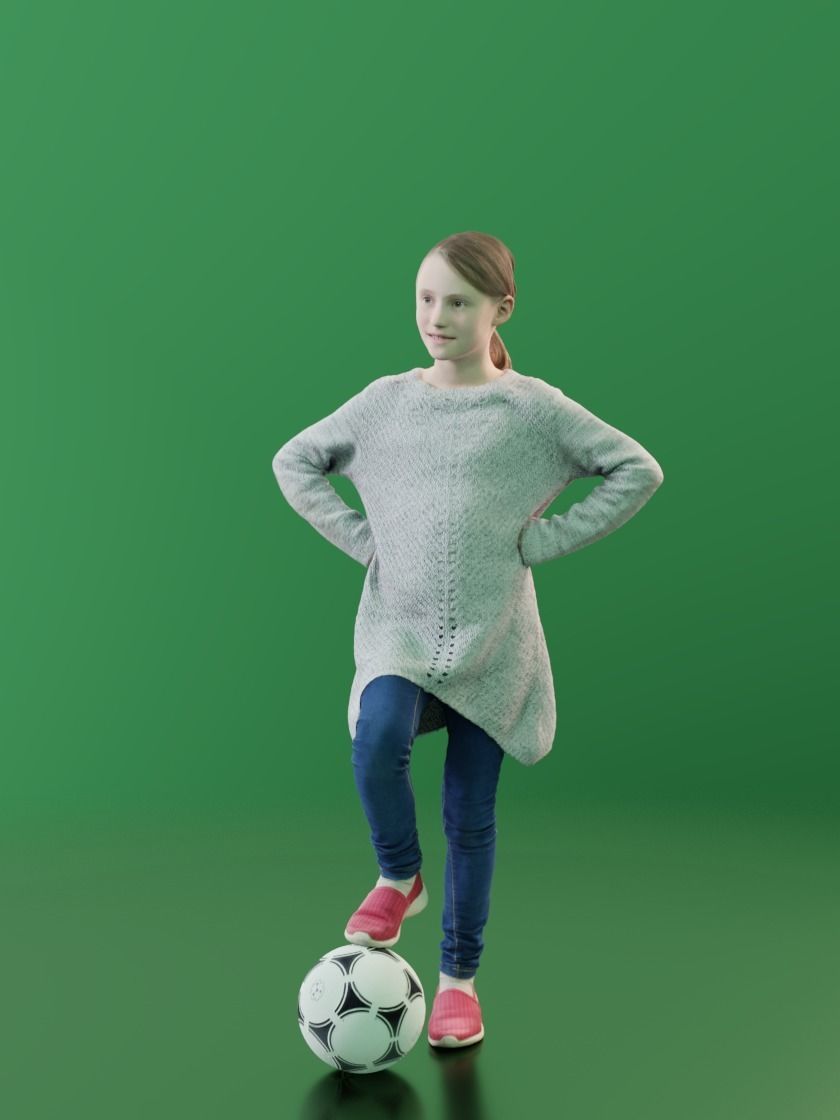 Mara 10191 - Standing Soccer Girl Low-poly 3D model_1