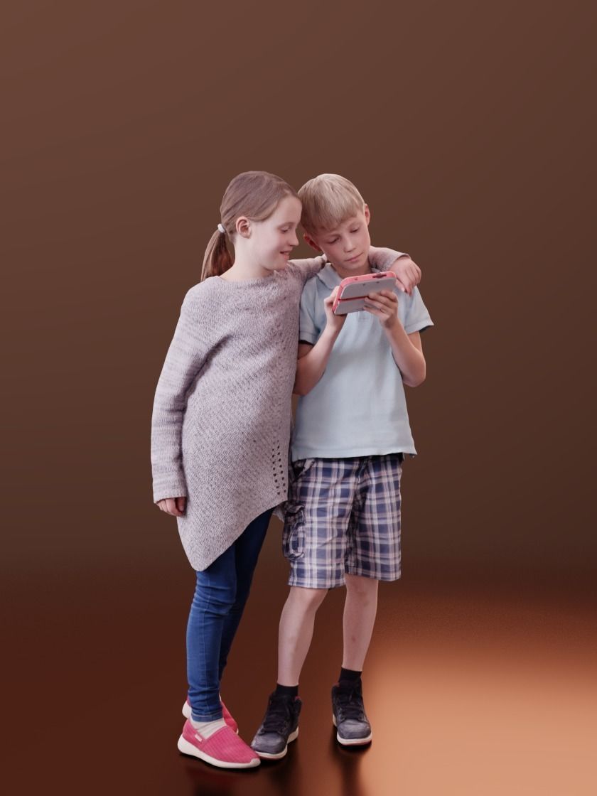 Mara and Leo 10192 - Casual Kids Low-poly 3D model_2
